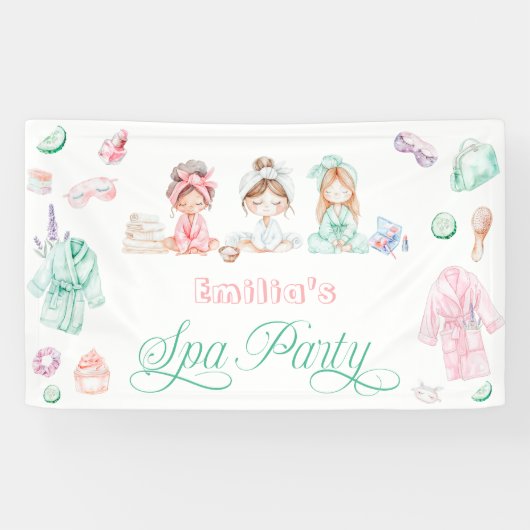 Spa Feestje Meisje Verjaardag Spandoek (Horizontaal)