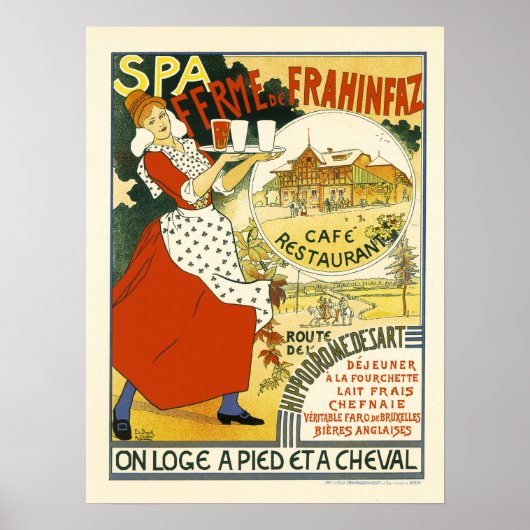 SPA FERME DE FRAHINFAZ Cafe Restaurant 1894 Advert Poster (Voorkant)