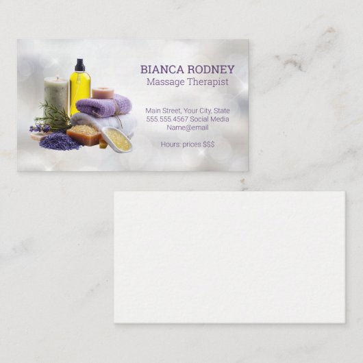 Spa Geur | Badzout | Olie Visitekaartje (Voorkant / Achterkant)