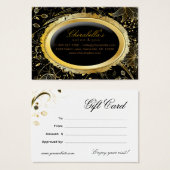 Spa Gift Kaart Spa Elegant Gold Floral Black (Voorkant /achterkant)