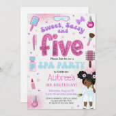 SPA, girl 5th birthday party invite, 5 year old. Kaart (Voorkant / Achterkant)