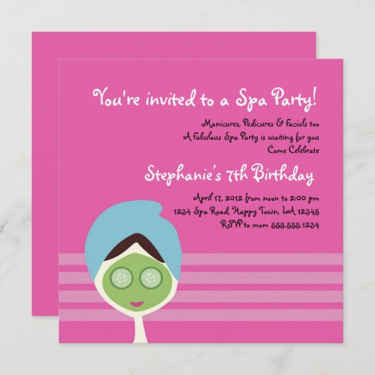 Spa Girl Square Invitation Kaart (Voorkant / Achterkant)