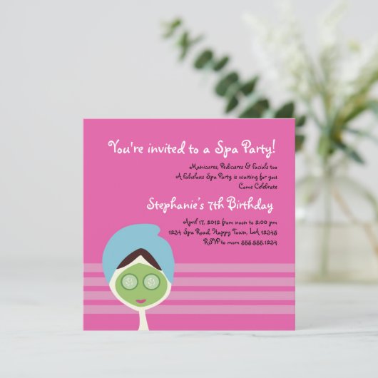 Spa Girl Square Invitation Kaart (Staand voorkant)