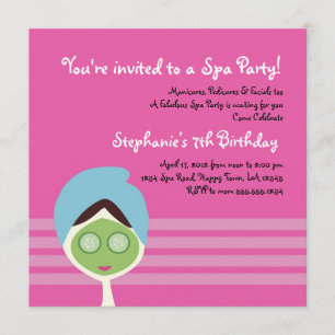 Spa Girl Square Invitation Kaart