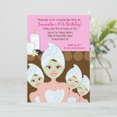 Spa Girls Birthday Invitation, elke leeftijd Kaart (Staand voorkant)