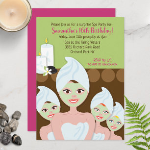 Spa Girls Birthday Invitation, elke leeftijd Kaart