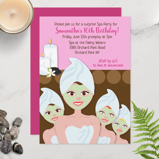 Spa Girls Birthday Invitation, elke leeftijd Kaart