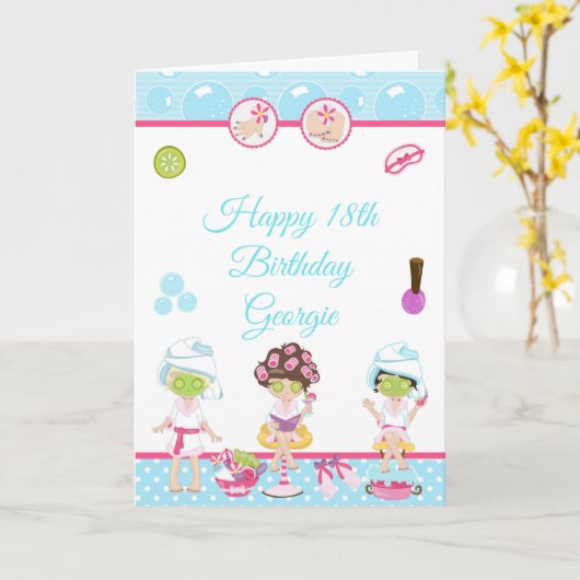 Spa Girls Pamper Birthday Party Kaart (Gele Bloem)
