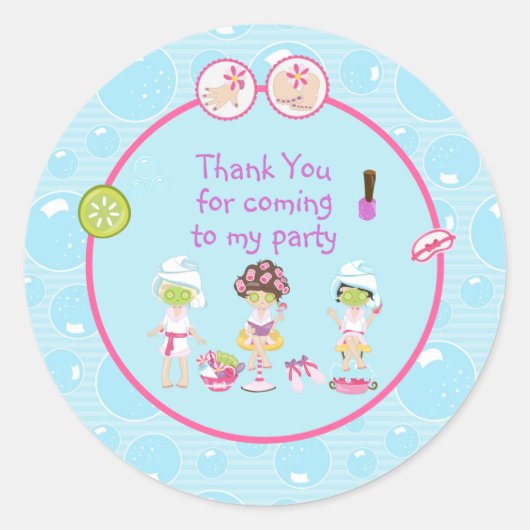 Spa Girls Pamper Birthday Party Ronde Sticker (Voorkant)