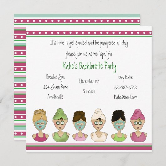 Spa Girls-uitnodiging Kaart (Voorkant / Achterkant)