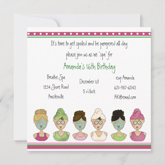 Spa Girls-uitnodiging Kaart (Voorkant)