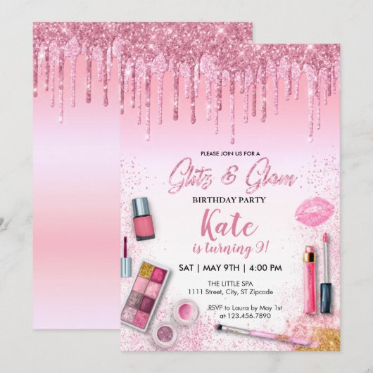 Spa Glamour & Glam Feest Meisje Verjaardag Kaart (Voorkant / Achterkant)