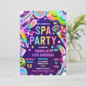 Spa Glow Neon Glitz en Glam Makeup Birthday Party Kaart (Staand voorkant)