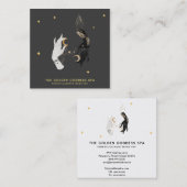 *~* Spa Hands Stars Moon Mystic Gold Palm Leaves Vierkante Visitekaartje (Voorkant / Achterkant)