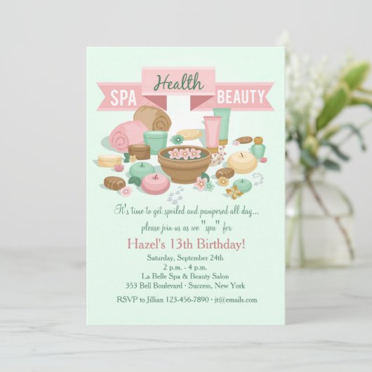 Spa Health Beauty-uitnodiging Kaart (Staand voorkant)