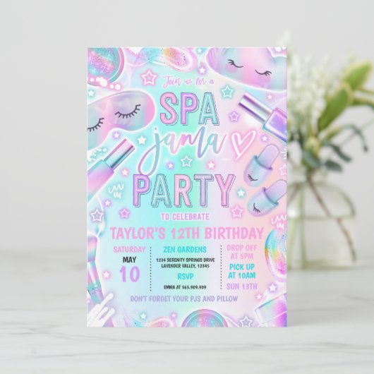 Spa-Jama Slumber Party Pastel Spa Sleepover Party Kaart (Staand voorkant)