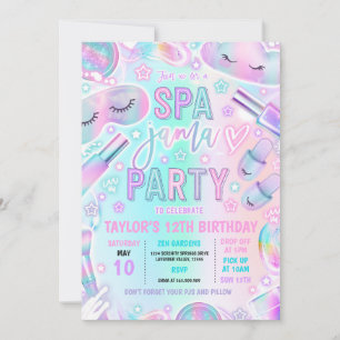 Spa-Jama Slumber Party Pastel Spa Sleepover Party Kaart