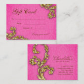 Spa-kaartje Elegant Gold Leaf Pink Kortingskaartje (Voorkant / Achterkant)