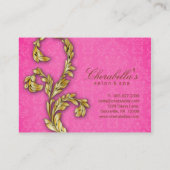 Spa-kaartje Elegant Gold Leaf Pink Kortingskaartje (Achterkant)