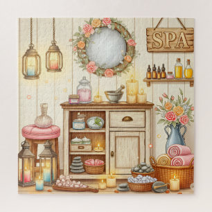 Spa-kast Cozy Zelfzorg Scène Ontspannend Legpuzzel