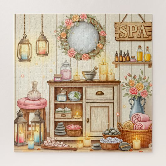 Spa-kast Cozy Zelfzorg Scène Ontspannend Legpuzzel (Verticaal)