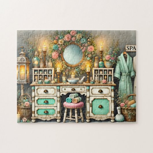 Spa-kast Shabby Chic Wellnesskast Legpuzzel (Horizontaal)
