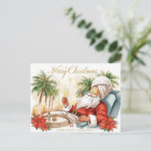 Spa Kerst met Kerstman Feestdagenkaart (Staand voorkant)