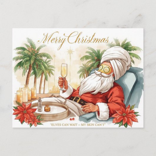 Spa Kerst met Kerstman Feestdagenkaart (Voorkant)