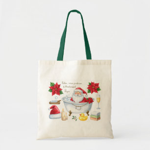 Spa Kerst met Kerstman in badkuip Tote Bag