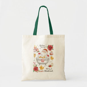 Spa Kerst met Kerstman in badkuip Tote Bag