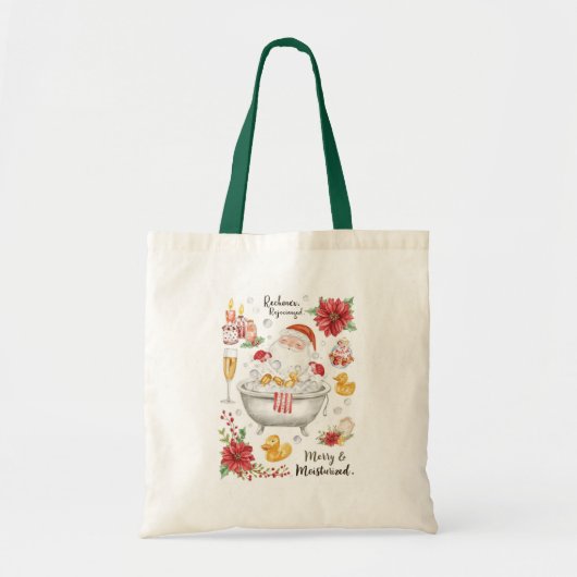 Spa Kerst met Kerstman in badkuip Tote Bag (Voorkant)