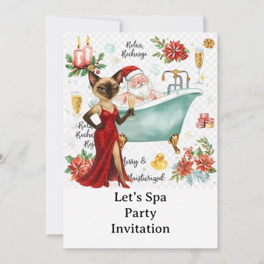 Spa kerstfeest met Siamese kat Kaart (Voorkant)