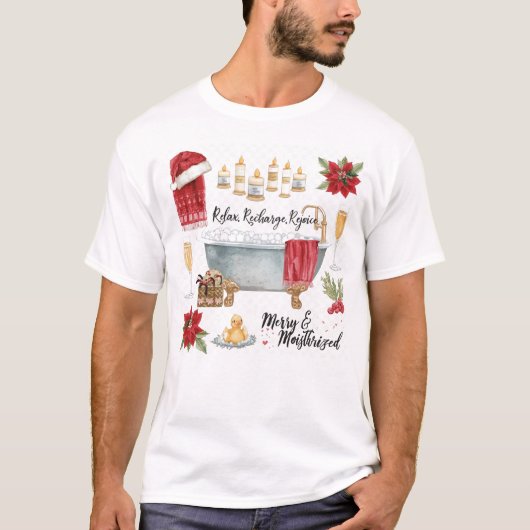 Spa Kerstmis met Kerstman Hoed T-shirt (Voorkant)