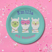 Spa lama feest, lama pyjama papieren bordje