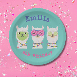 Spa lama feest, lama pyjama papieren bordje