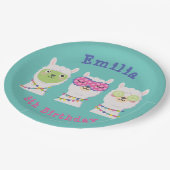 Spa lama feest, lama pyjama papieren bordje (Gekanteld)