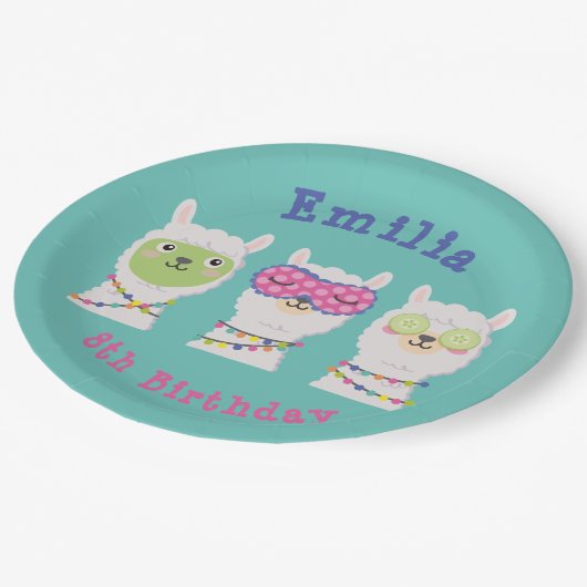 Spa lama feest, lama pyjama papieren bordje (Gekanteld)