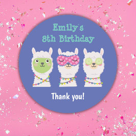 Spa lama feest, pyjamafeest ronde sticker