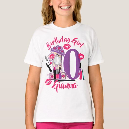Spa make up Birthday Girl | aangepaste leeftijd T-shirt (Voorkant)