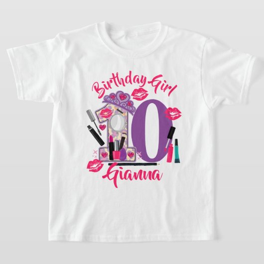 Spa make up Birthday Girl | aangepaste leeftijd T-shirt (Laagn)