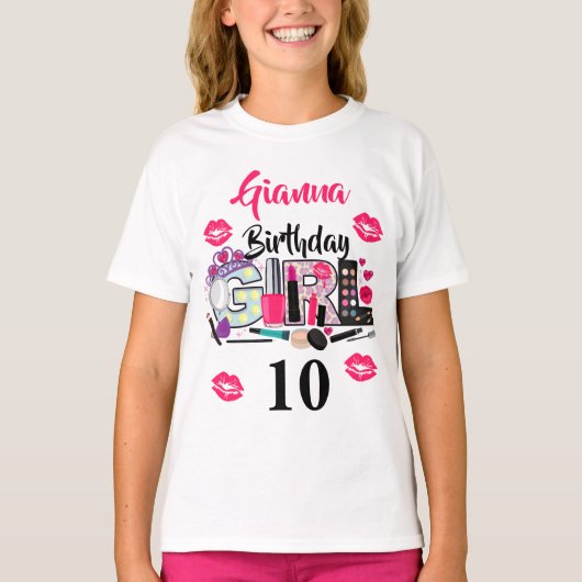 Spa make up Birthday Girl | aangepaste leeftijd T-shirt (Voorkant)