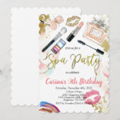 Spa-make-up glam verjaardagsuitnodiging kaart (Voorkant / Achterkant)