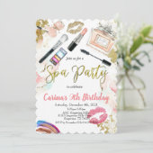 Spa-make-up glam verjaardagsuitnodiging kaart (Staand voorkant)