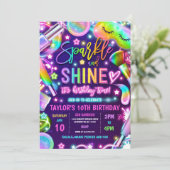 Spa Make-up Glamour Party Neon Glow Verjaardagsfee Kaart (Staand voorkant)
