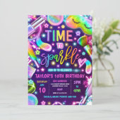 Spa Make-up Glamour Party Neon Glow Verjaardagsfee Kaart (Staand voorkant)