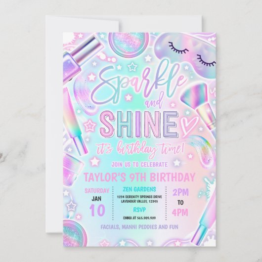 Spa Make-up Glamour Party Pastel Verjaardagsfeest Kaart (Voorkant)