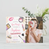Spa make-up verjaardagsfeestfoto kaart (Staand voorkant)