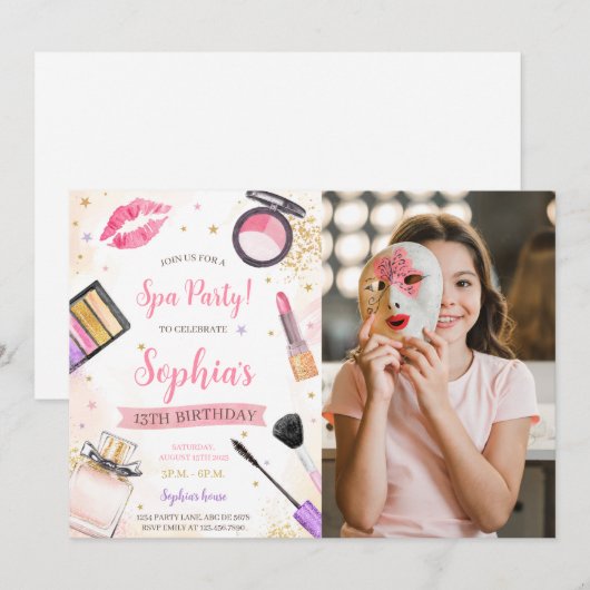 Spa make-up verjaardagsfeestfoto kaart (Voorkant / Achterkant)