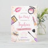 Spa make-up verjaardagsfeestje kaart (Staand voorkant)