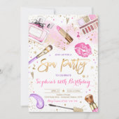 Spa Makeup Birthday Party Blush Pink Glam Party in Kaart (Voorkant)